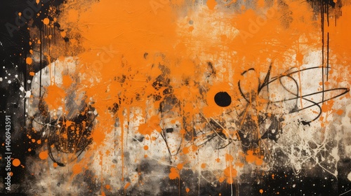 wall black and orange grunge