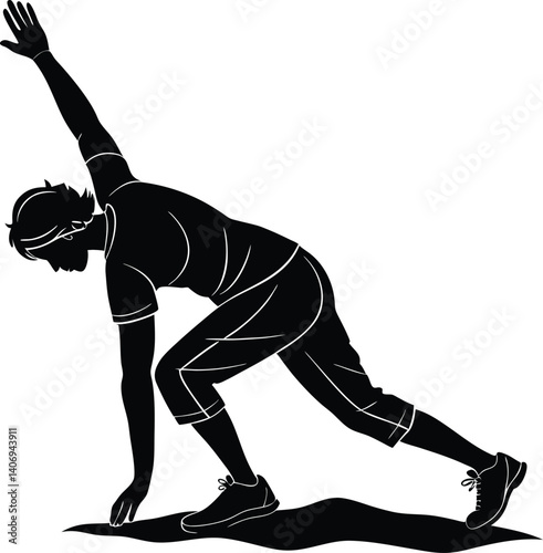 Burpee jump silhouette in black and white, clean vector for HIIT and fitness branding	