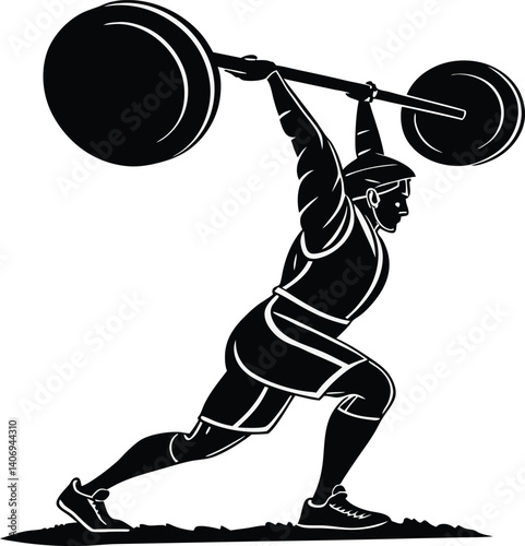 Deadlift silhouette in black and white, clean vector for strength branding and wellness	