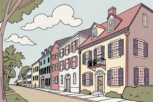 Colorful buildings on Rainbow Row – Charleston, SC, USA
