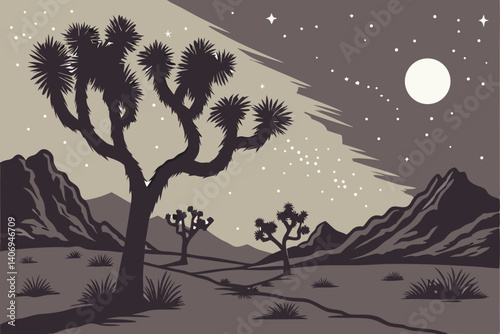 Dramatic desert night sky at Joshua Tree – California, USA
