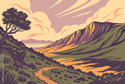 Vintage sunrise over Hale akala crater – Maui, Hawaii, USA
