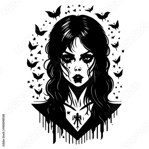 halloween exorcist girl scary illustration sketch hand draw