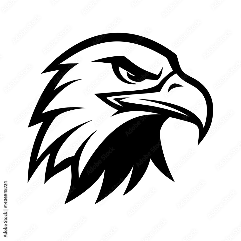 Obraz premium Wild eagle head vector illustration, a black and white symbol of nature