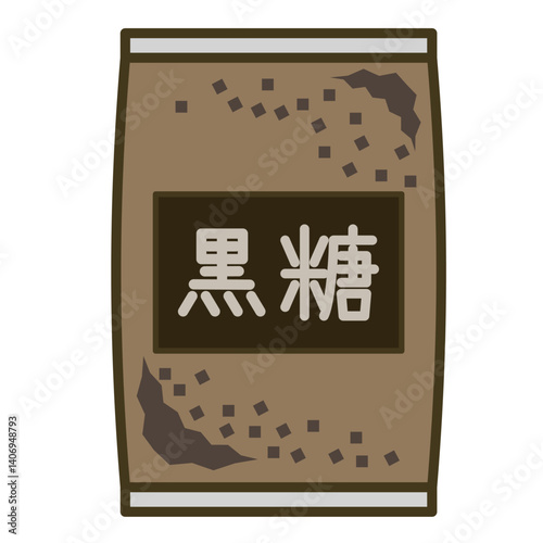 袋に入った黒糖のシンプルなイラスト
