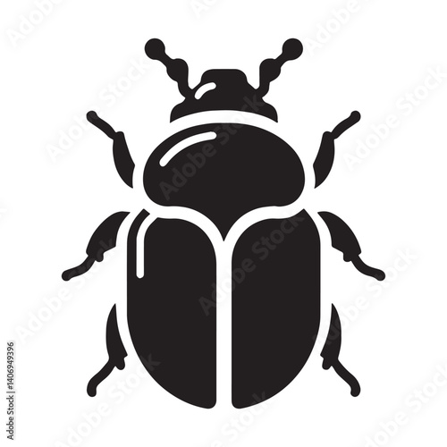 Defensive Beetle silhouette, protected by its hard armor – Beetle illustration – Beetle vector – Insect silhouette

