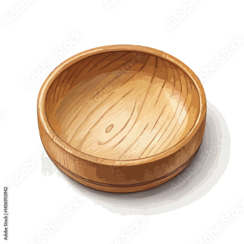 wooden bowl isolated on white