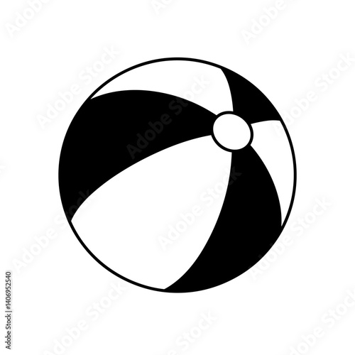 Beach ball icon in black and white for summer vacation