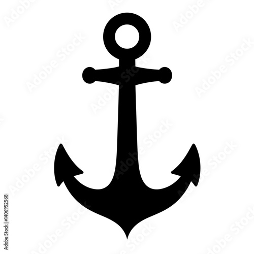 Anchor icon in black and white for nautical travel
