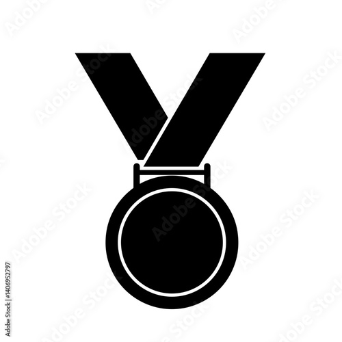 Medal icon in black and white for travel achievement