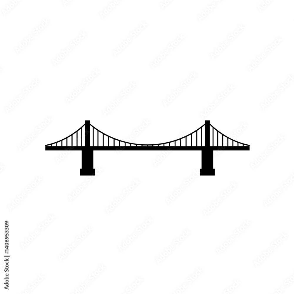 Fototapeta premium Suspension bridge silhouette icon