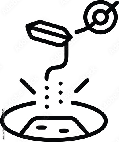 illustration, minimalist, black and white, UFO, hovering, spaceship, sky, landscape, line art
