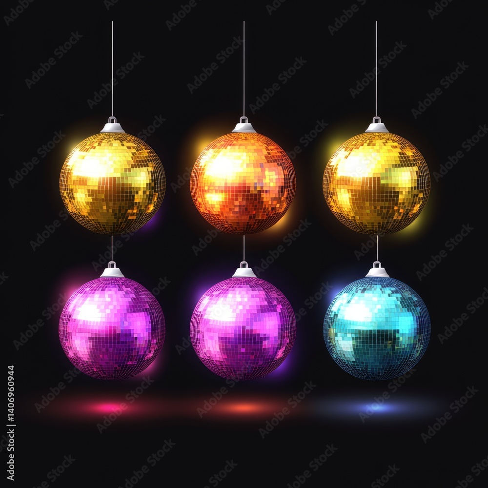 Obraz premium An artistic arrangement of glowing, colorful spheres against a dark backdrop, reflecting abstract creativity and style
