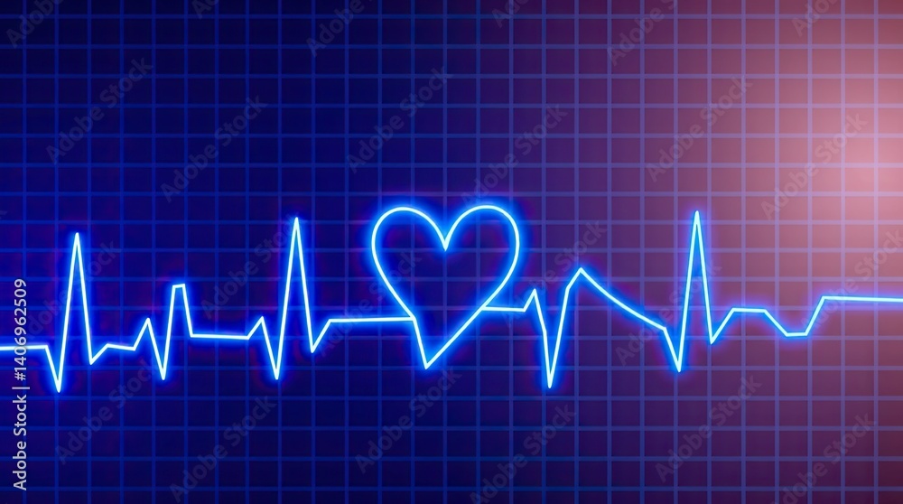 A blue heartbeat pattern reveals a heart shape symbolizing health and wellness. This visual represents cardiology and medical monitoring in a digital format A blue heartbeat pattern reveals a heart shape symbolizing health and wellness. This visual represents cardiology and medical monitoring in a digital format