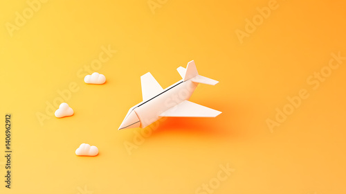 Stylized White Paper Airplane - Simple Flight Illustration
