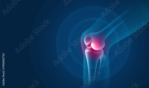 Medical health horizontal illustration human knee highlight reminder