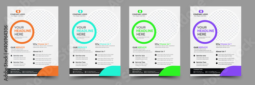 Simple Creative Business Flyer Design template  Or brochure design, Four Variant  Design, Natural and circle shape, layout.