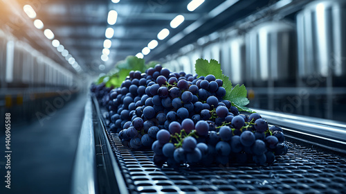 Wallpaper Mural Grapes on Conveyor Belt in Food Industry Factory for Wine Production and Packaging Process Torontodigital.ca