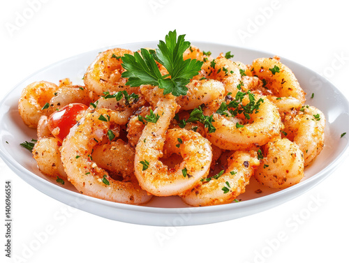 Isolated Plate of Fried Calamari