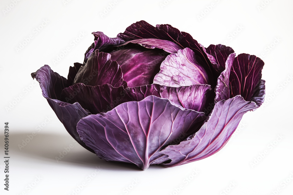 Obraz premium A whole red cabbage, isolated on a white background