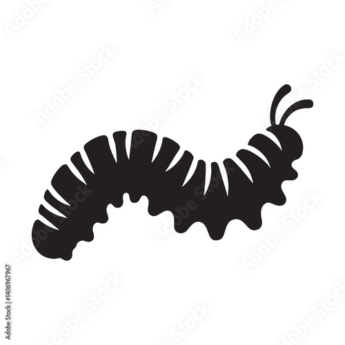 Energetic Caterpillar silhouette, actively moving across its environment – Caterpillar illustration – Caterpillar vector – Insect silhouette

