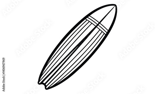 Surfboard silhouette icon, Minimal beach symbol, Flat surfing board design