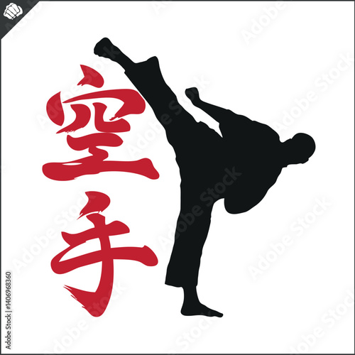 Karate emblem. Martial art colored symbol design. Vector.