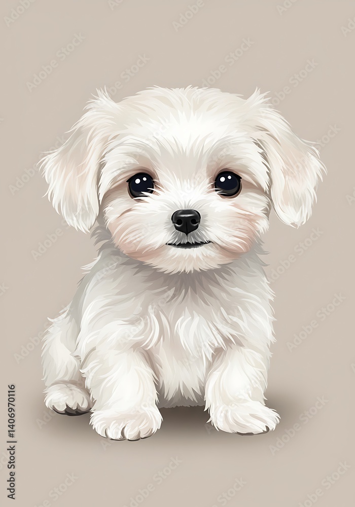 Adorable Maltese Puppy Portrait Soft Fur Gentle Eyes Neutral Background Adorable Maltese Puppy Portrait Soft Fur Gentle Eyes Neutral Background