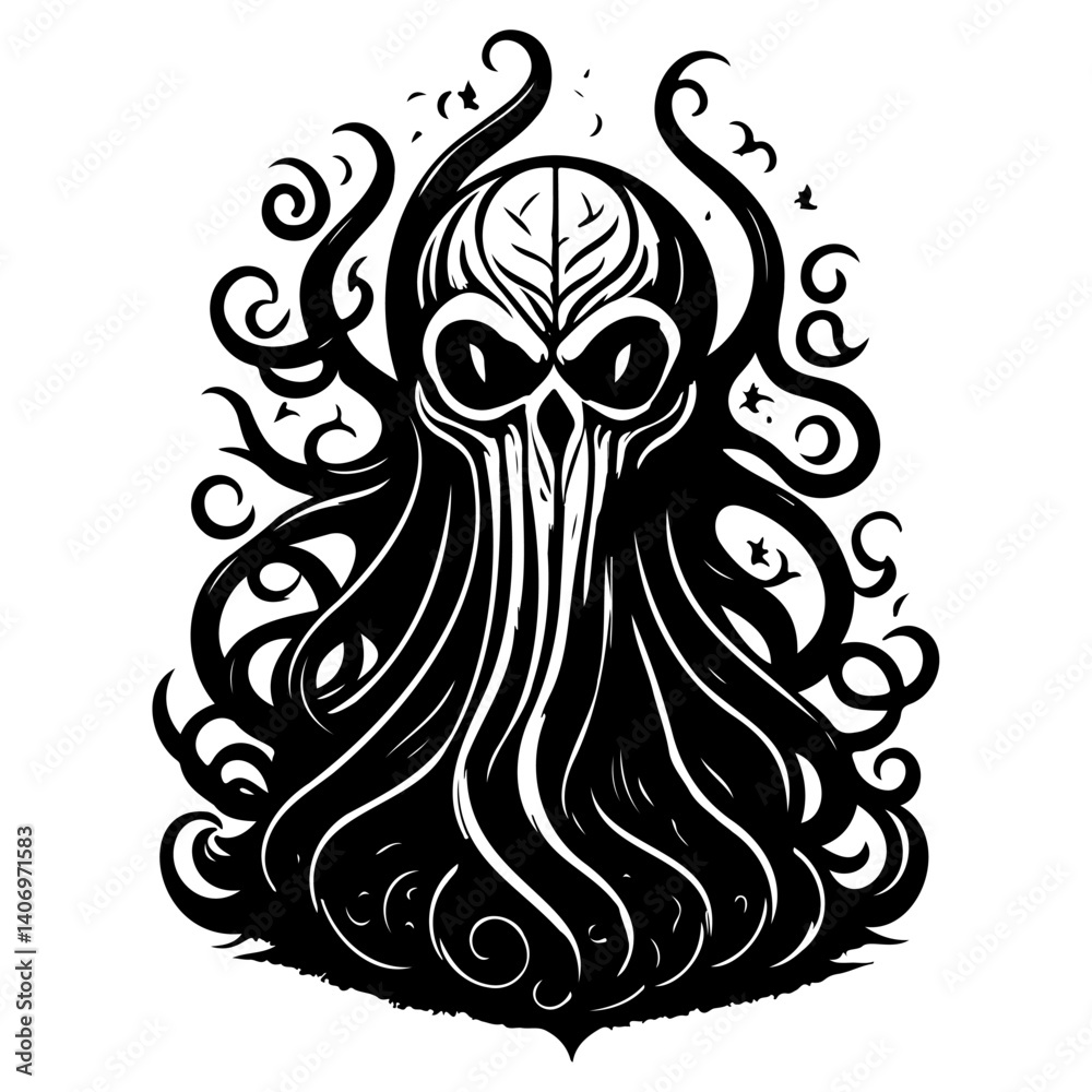 Obraz premium Mystical Black Creature Graphic Illustration Art