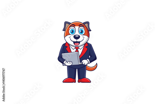 cartoon character of businessman with a big smile