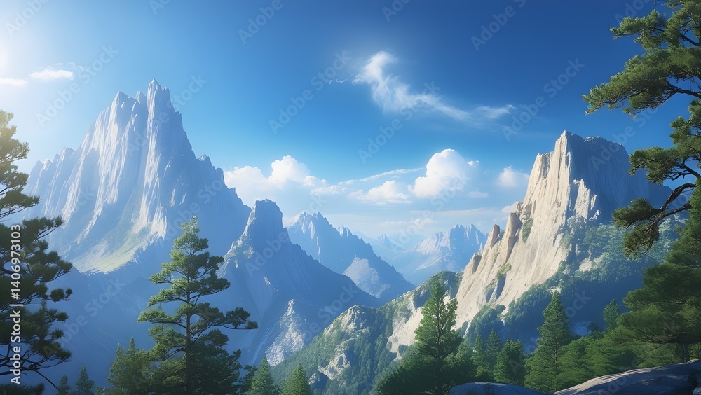 Obraz premium Peaceful Mountain Range with Scenic View