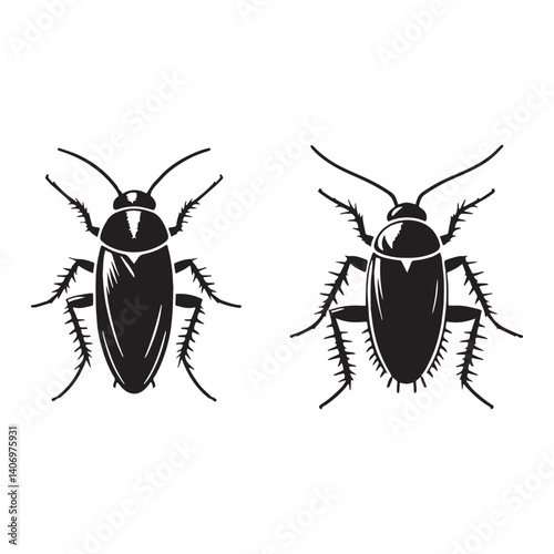 Hardy Cockroach silhouette, adapting to any condition – Cockroach illustration – Cockroach vector – Insect silhouette


