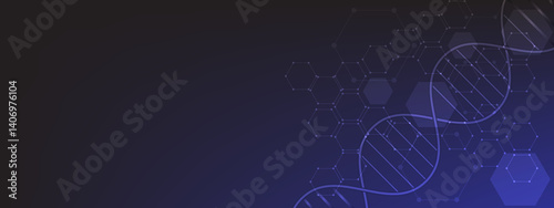 Molecular hexagon science DNA technology laboratory research medical biology chemistry background concept