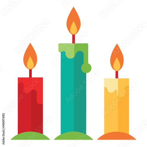


    Christmas candles set vector illustration.
