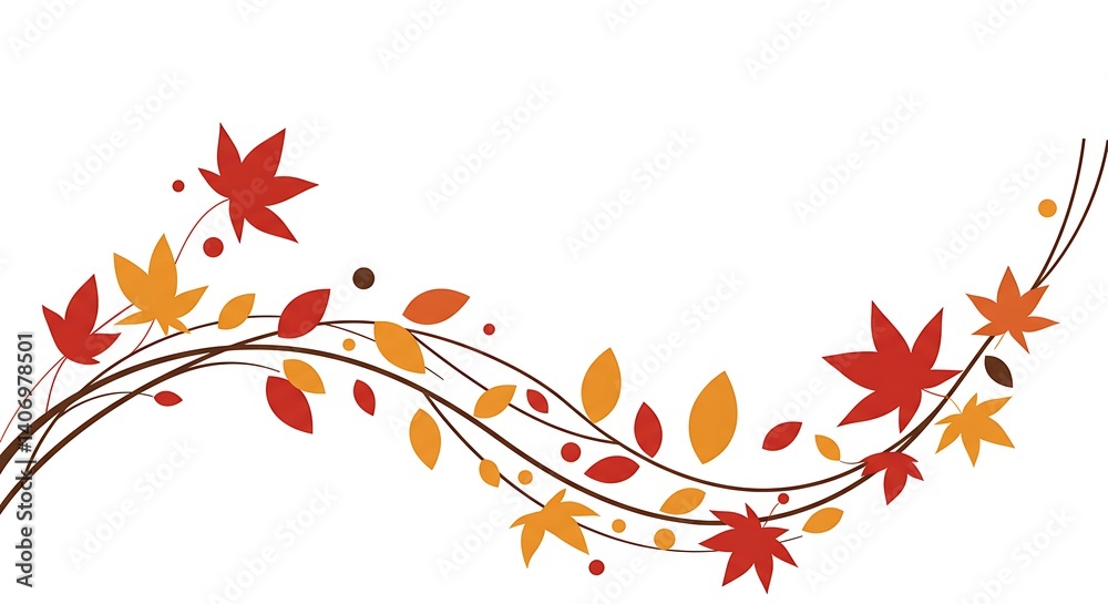 Vibrant autumn leaves branch design red orange yellow fall foliage simple elegant graphic Vibrant autumn leaves branch design red orange yellow fall foliage simple elegant graphic