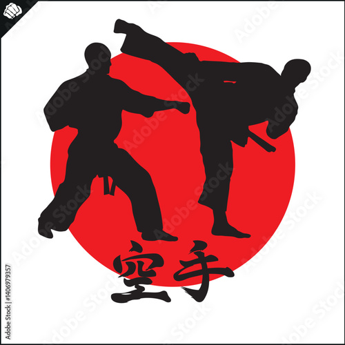 Karate emblem. Martial art colored symbol design. Vector.