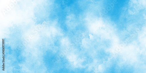 Watercolor illustration art marble painting abstract blue color texture, blue sky with clouds  aquarelle paint blue paper textured canvas perfect light sky blue shades watercolor background.