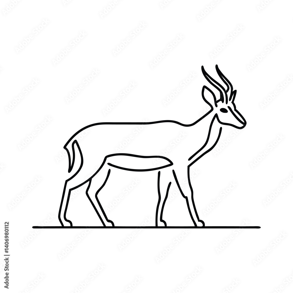 Fototapeta premium Pronghorn Antelope animal line art flat vector illustration