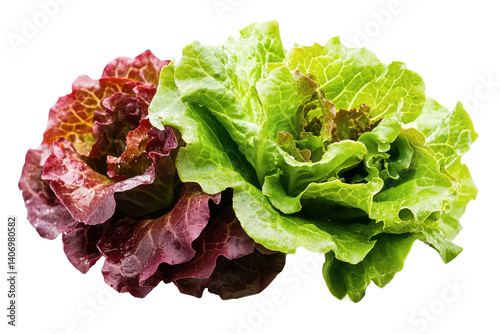 Lettuce heads, red and green, isolated on white background