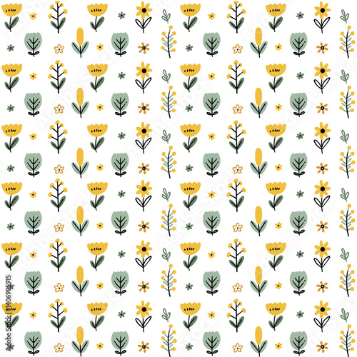 Seamless Floral Pattern for Kids Spring Textile