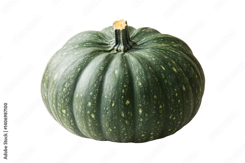 Green kabocha squash close up shot on white background Green kabocha squash close up shot on white background