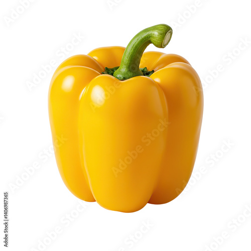 Vibrant Yellow Bell Pepper, Fresh Produce, Isolated Background