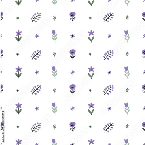Seamless Purple Flowers for Baby Textiles or Gifts