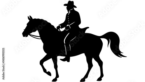 Silhouette of a Cowboy Riding a Horse