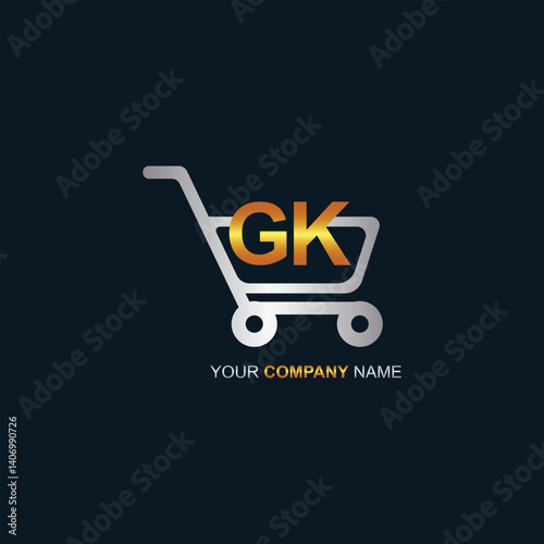 Shopping cart vector GK logo design. GK logo design is used for supermarket or supermall and grocery market.