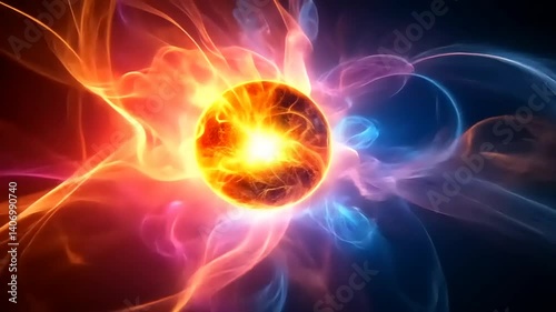 Wallpaper Mural Vibrant cosmic explosion with swirling colors surrounding a radiant sun-like sphere Torontodigital.ca