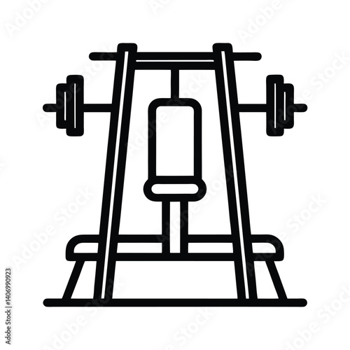 Outline of Chest press machine on white background