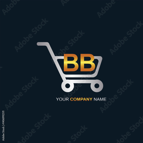 Shopping cart vector BB logo design. BB logo design is used for supermarket or supermall and grocery market.