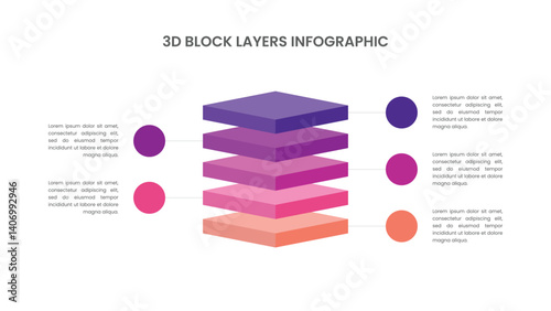 Stacked 3d Block Infographic with 5 Layers