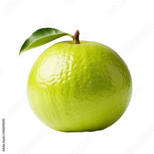 Green guava fruits with leaves on a transparent background